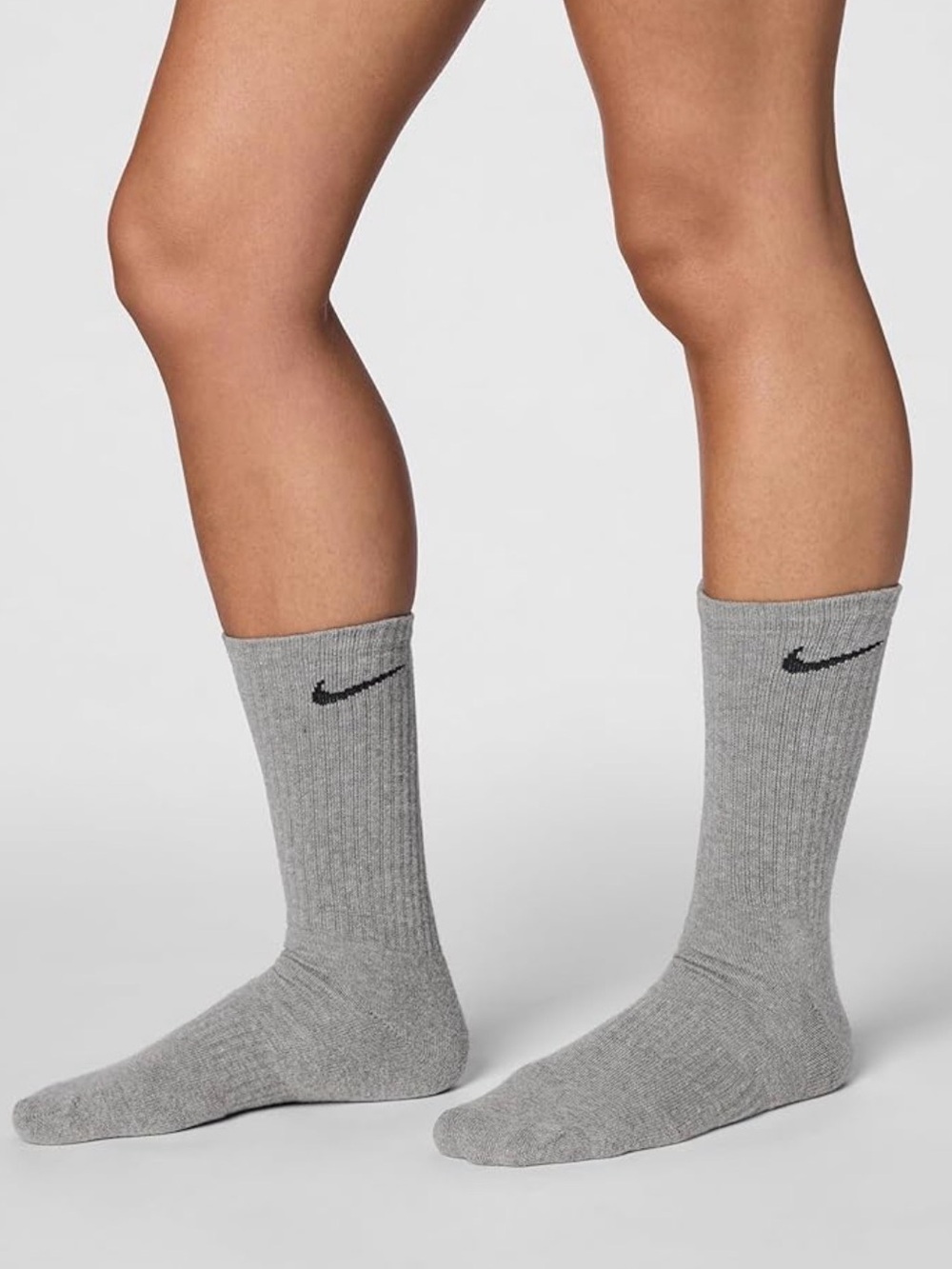 Nike Grey Ribbed Crew Socks - 3 Pack - Picture 2 of 2